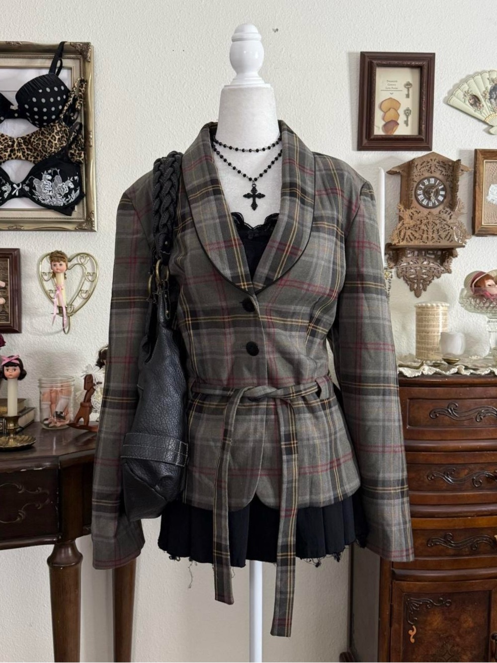 Preppy plaid‎ girly grunge jacket
